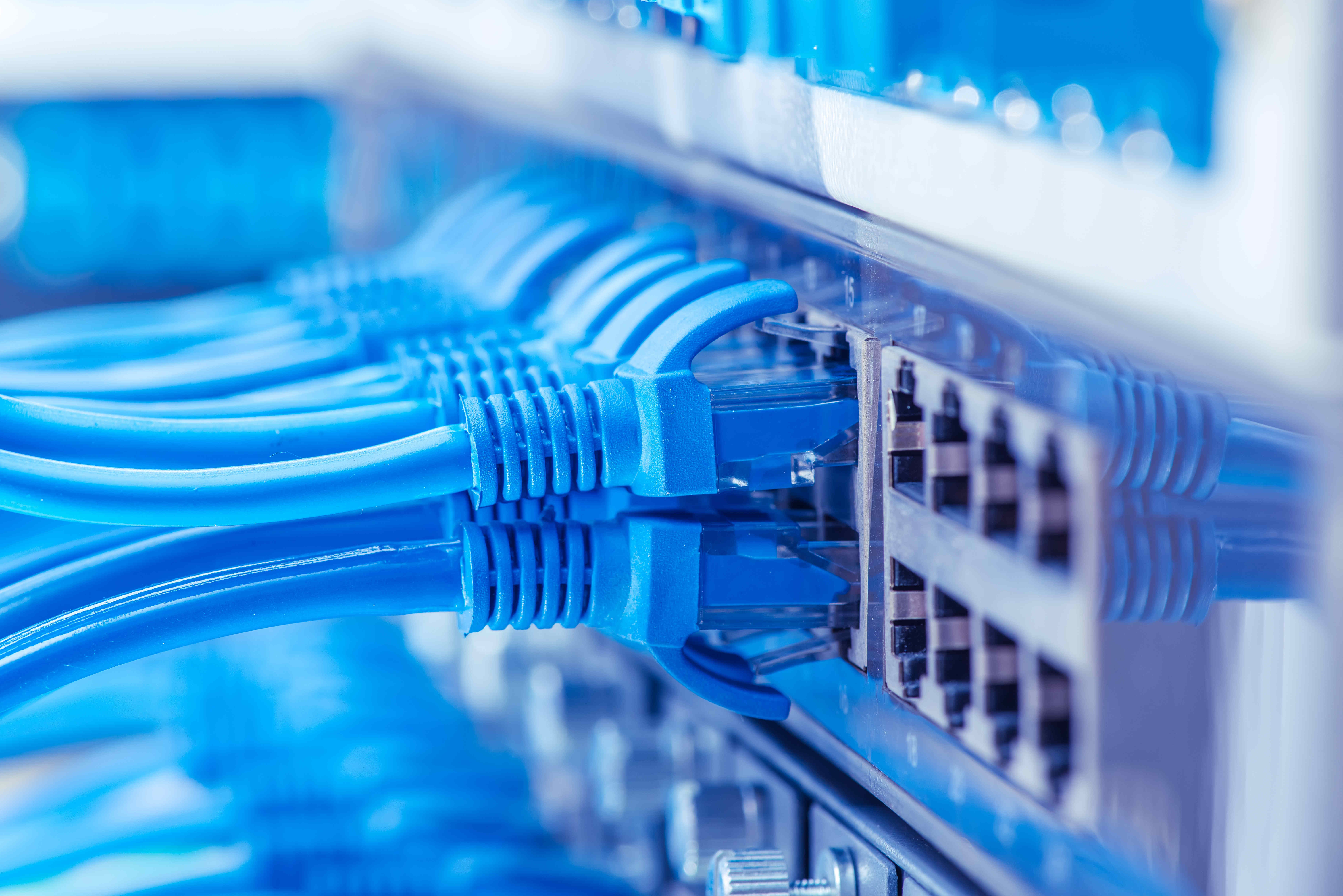 Network switch and ethernet cables,Data Center Concept. US 45 Bypass-Saline, Gallatin & White Counties, IL