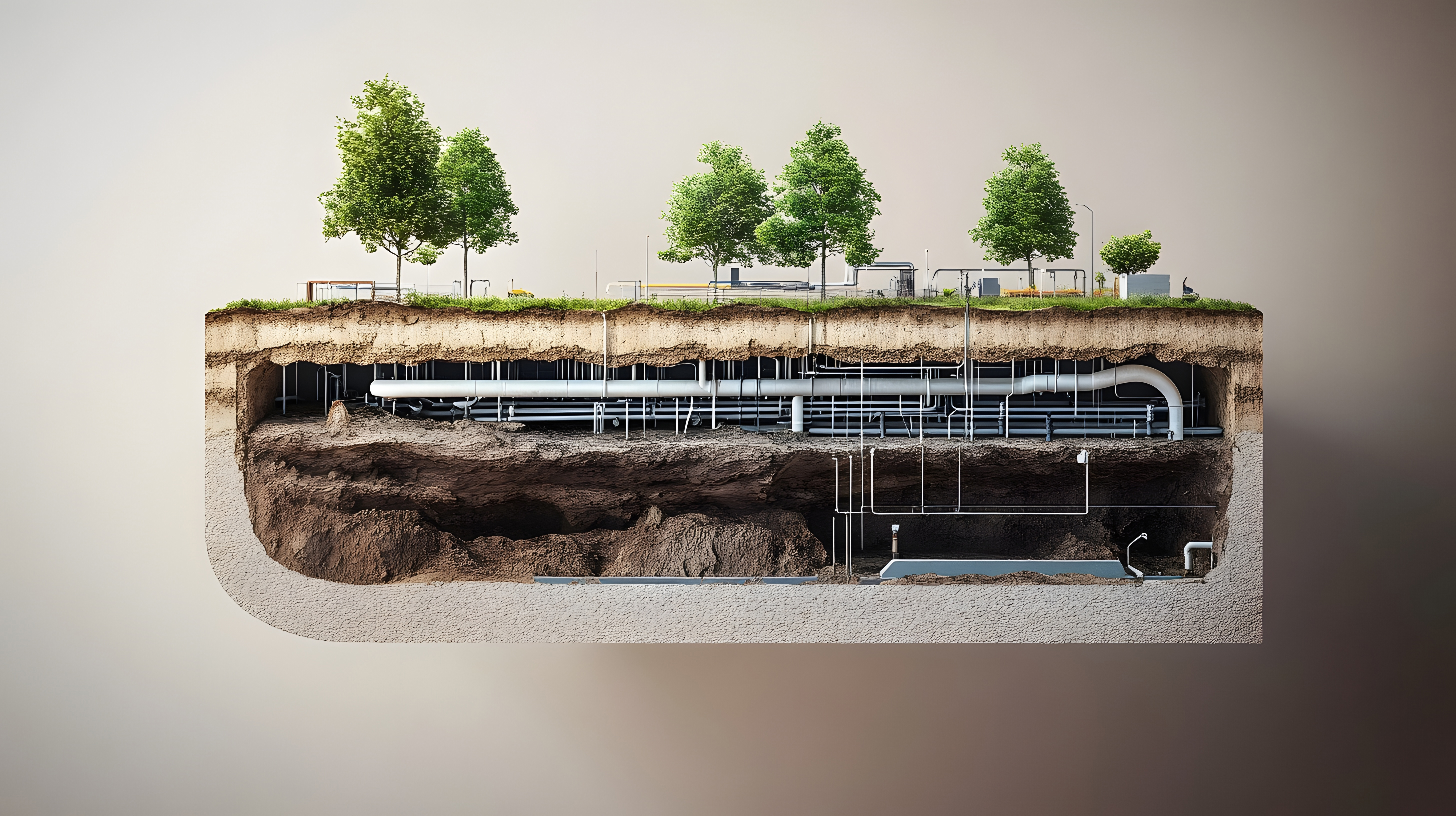 Cross-section of an underground water pipe network US 45 Bypass-Saline, Gallatin & White Counties, IL